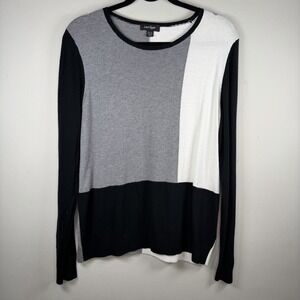 Lord & Taylor Women's Color Block XL Sweater Black White Long Sleeve Business